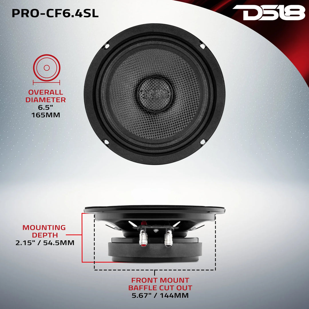 DS18 PRO-CF6.4SL 6.5" Slim Mid-Bass Loudspeaker - 250 Watts Rms 4-ohm