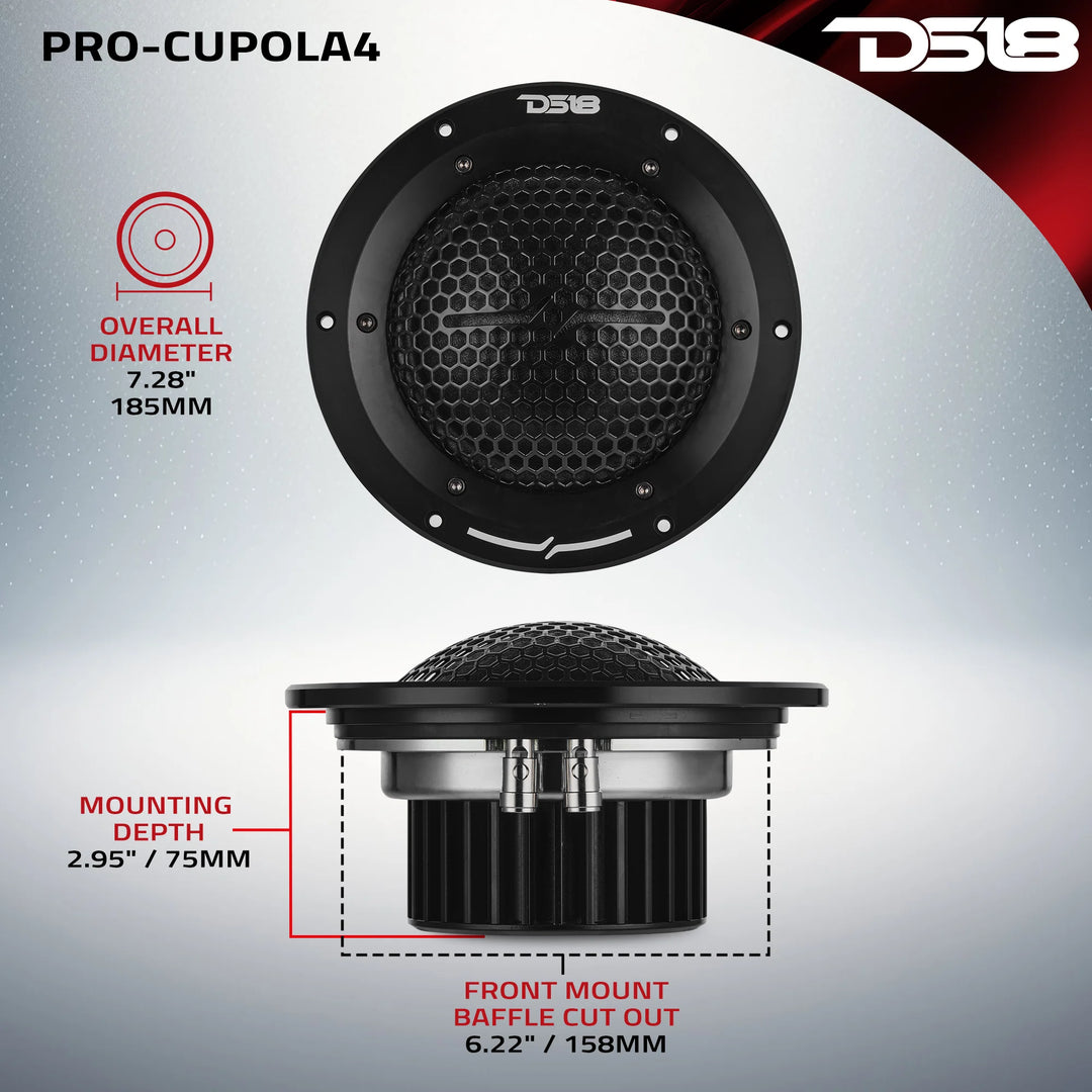 DS18 PRO-CUPOLA4 7" Soft Dome Mid-Range Loudspeaker - 400 Watts Rms 4-ohm