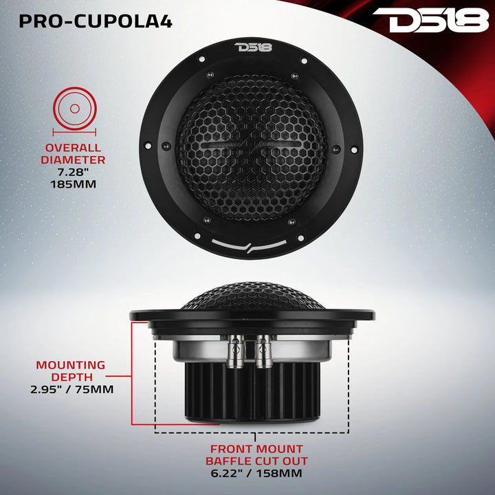 DS18 PRO-CUPOLA4 7" Soft Dome Mid-Range Loudspeaker - 400 Watts Rms 4-ohm