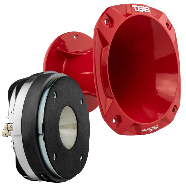 DS18 PRO-D1F Compression Driver with 2" Phenolic Voice Coil and Red Aluminum Horn - 320 Watts Rms 8-ohm