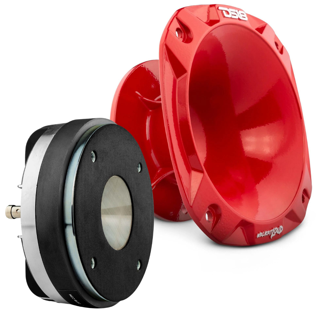 DS18 PRO-D1F Compression Driver with 2" Phenolic Voice Coil and Red Aluminum Horn - 320 Watts Rms 8-ohm