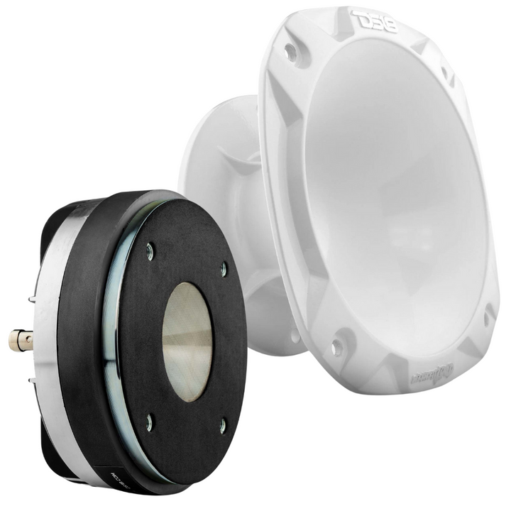 DS18 PRO-D1F Compression Driver with 2" Phenolic Voice Coil and White Aluminum Horn - 320 Watts Rms 8-ohm