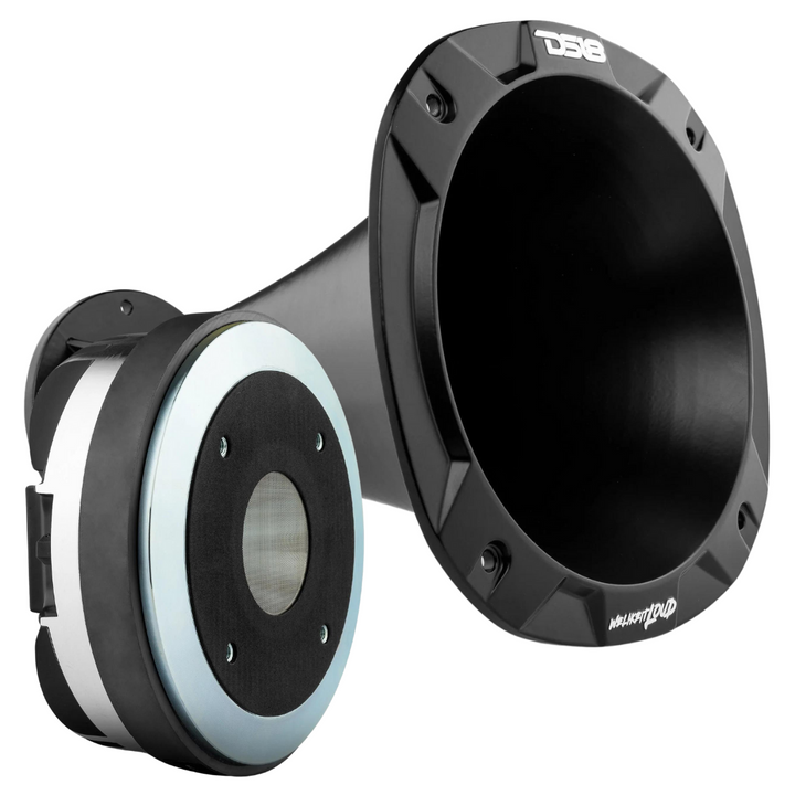 DS18 PRO-D2 Compression Driver with 3" Titanium Voice Coil and Black Aluminum Trumpet Horn - 400 Watts Rms 8-ohm