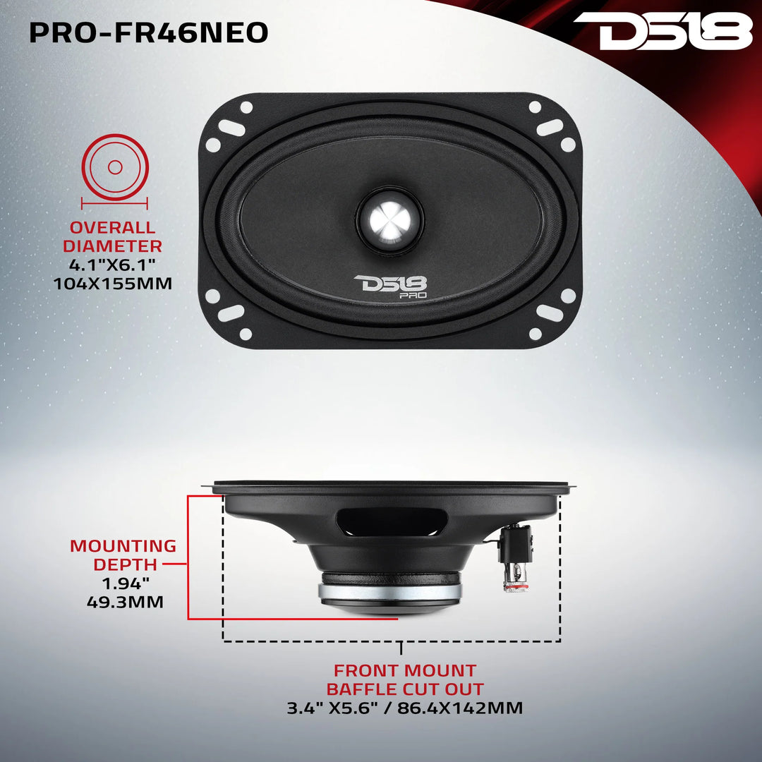 DS18 PRO-FR46NEO 4x6" Full-Range Bullet Loudspeaker - 150 Watts Rms 4-ohm