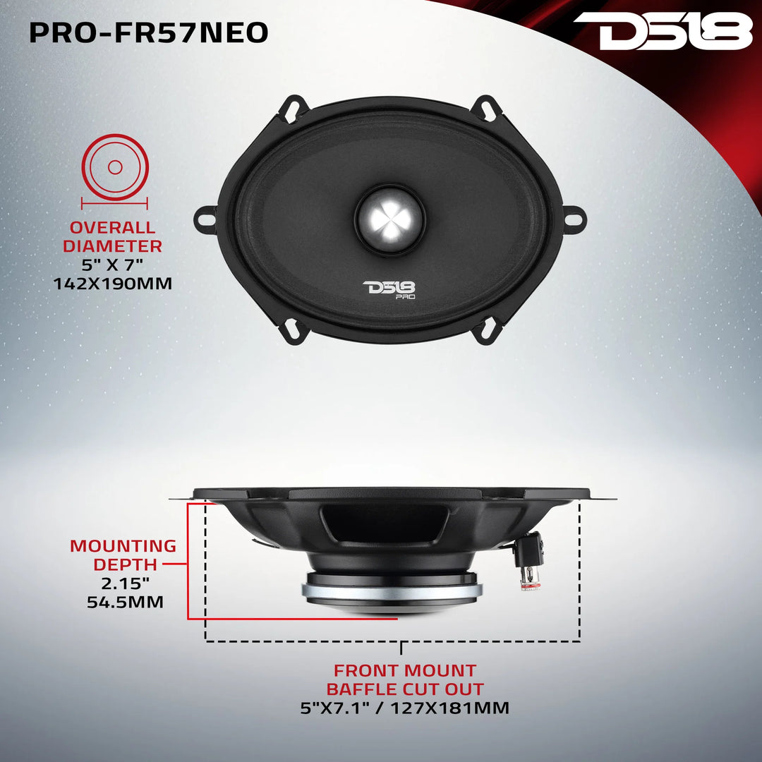 DS18 PRO-FR57NEO 5x7" Full-Range Bullet Loudspeaker - 225 Watts Rms 4-ohm