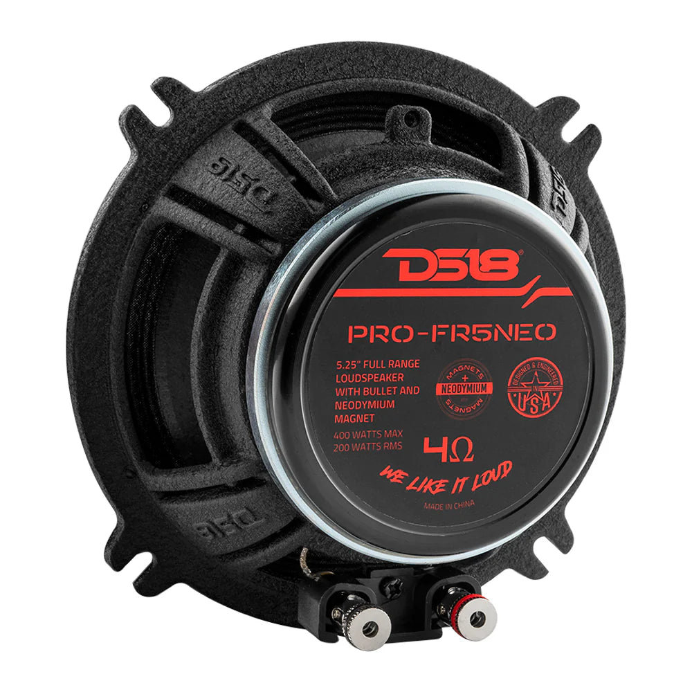 DS18 PRO-FR5NEO Altavoz de rango completo de neodimio de 5,25" con bala de aluminio y bobina móvil de 1,2" - 200 vatios Rms 4 ohmios