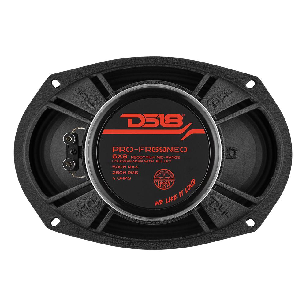 DS18 PRO-FR69NEO Altavoz de rango completo de neodimio de 6x9" con bala de aluminio y bobina móvil de 1,5" - 250 vatios Rms 4 ohmios