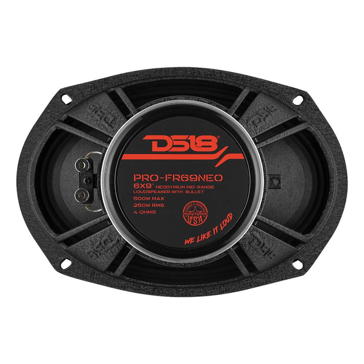 DS18 PRO-FR69NEO Altavoz de rango completo de neodimio de 6x9" con bala de aluminio y bobina móvil de 1,5" - 250 vatios Rms 4 ohmios