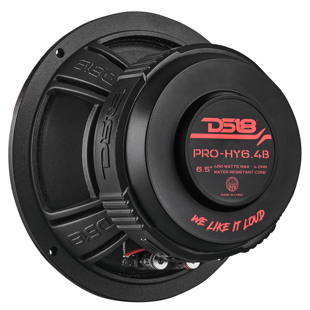 DS18 PRO-HY6.4B Altavoz de 2 vías y rango completo de 6,5" con controlador de compresión incorporado - 225 vatios Rms 4 ohmios