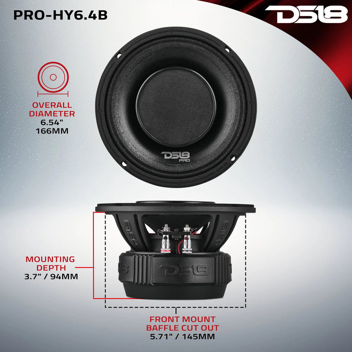 DS18 PRO-HY6.4B 6.5" 2-Way Loudspeaker - 225 Watts Rms 4-ohm
