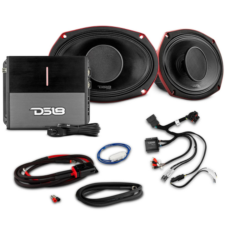 2014-Up Harley Davidson Street Glide or Road Glide Rear Upgrade Package - PRO-HY69.4B Speakers, ION700.2D 2ch Amplifier, Amp Kit and Wire Harness