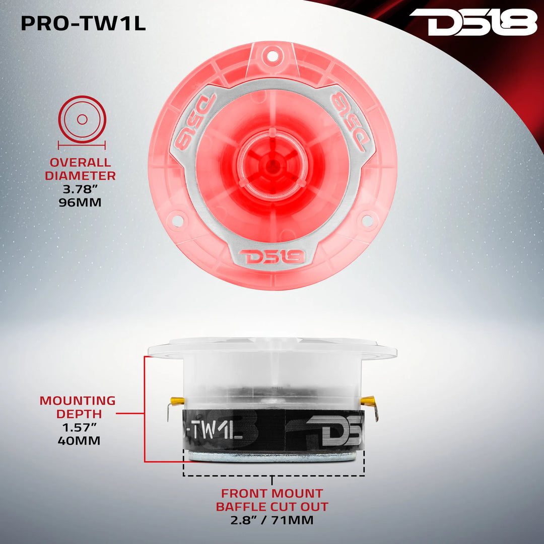 DS18 PRO-TW1L 3.8" Bullet Super Tweeters with LEDs - 120 Watts Rms 4-ohm
