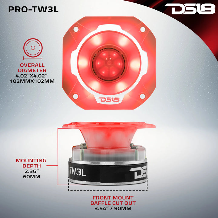 DS18 PRO-TW3L 4" Bullet Super Tweeter with LEDs - 250 Watts Rms 4-ohm