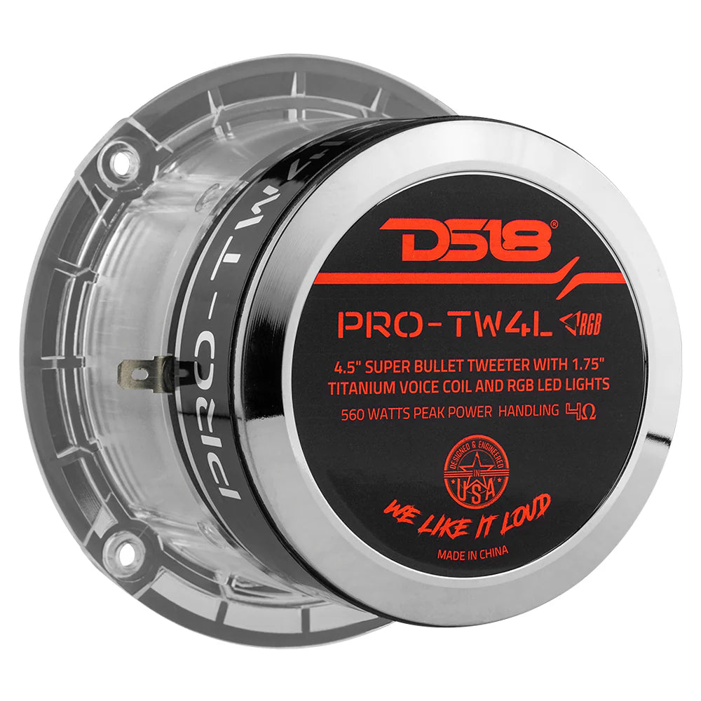 DS18 PRO-TW4L 4.5" Bullet Super Tweeter with LEDs - 280 Watts Rms 4-ohm