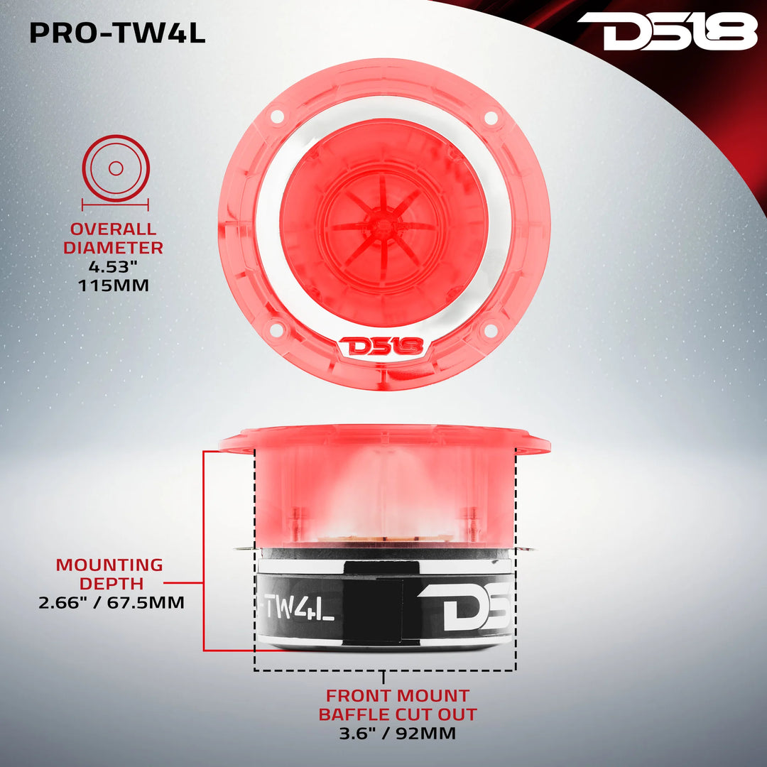 DS18 PRO-TW4L 4.5" Bullet Super Tweeter with LEDs - 280 Watts Rms 4-ohm