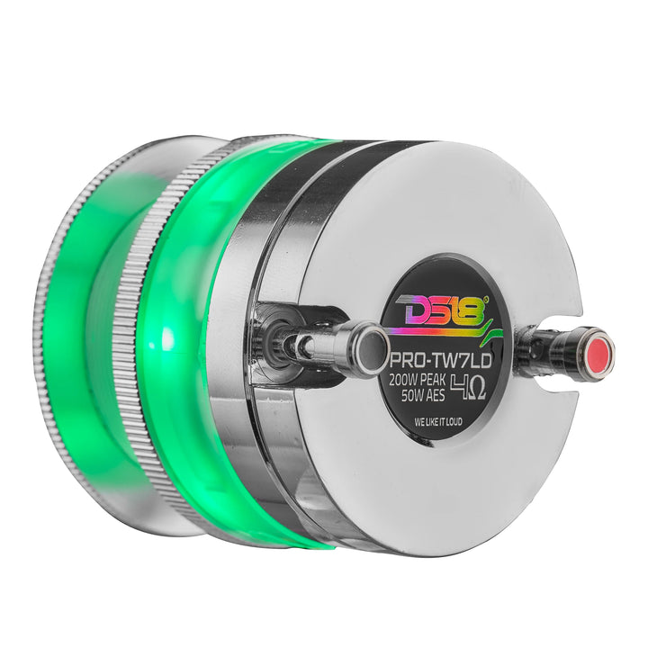 DS18 PRO-TW7LD 2.3" Bullet Super Tweeter with 1" Aluminum Voice Coil and Dynamic LEDs - 100 Watts Rms 4-ohm