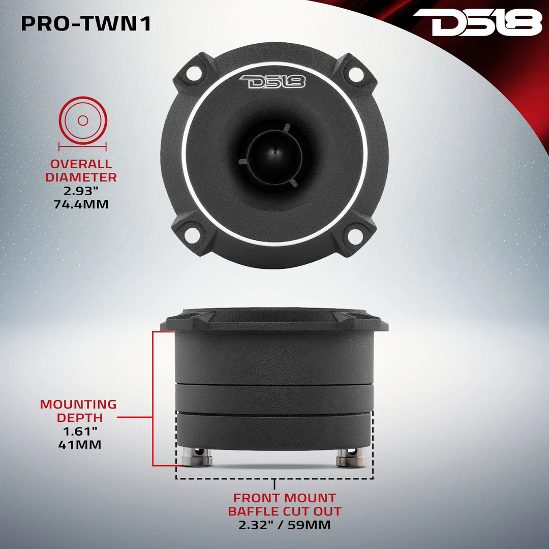 DS18 PRO-TWN1 3" Neodymium Bullet Super Tweeter - 120 Watts Rms 4-ohm