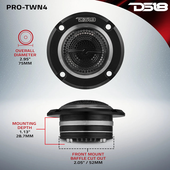 DS18 PRO-TWN4 3" Neodymium Bullet Super Tweeter - 140 Watts Rms 4-ohm