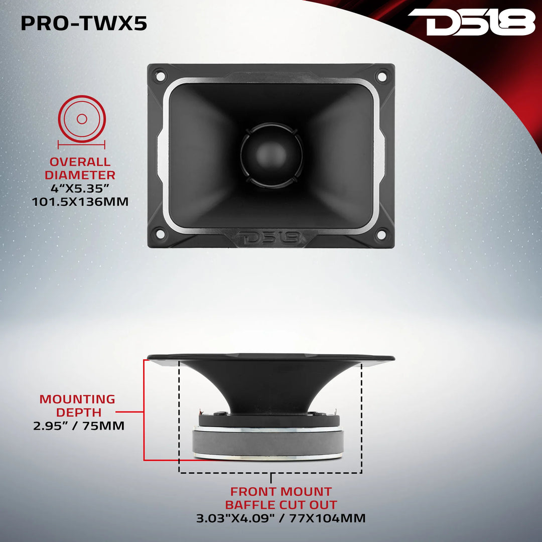DS18 PRO-TWX5 4"x 5.35" Bullet Super Tweeter - 250 Watts Rms 4-ohm