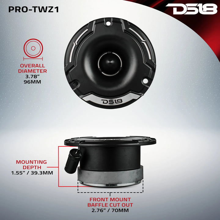 DS18 PRO-TWZ1 3.8" Bullet Super Tweeters with 1" Aluminum Voice Coil - 120 Watts Rms 4-ohm