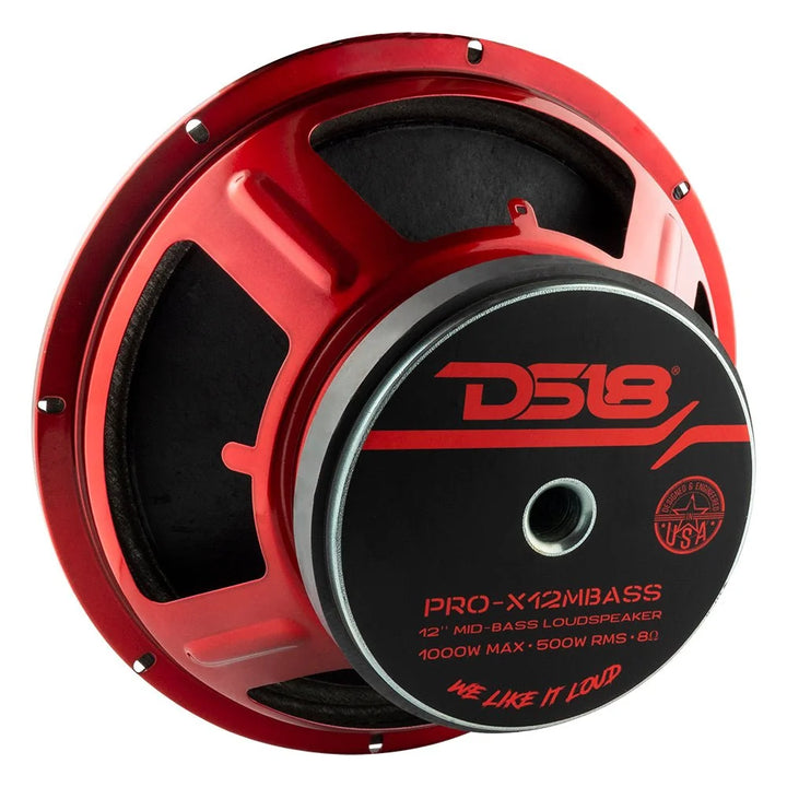 DS18 PRO-X12MBASS Altavoz de medios graves de 12" con tapa antipolvo clásica y bobina móvil de 2,5" - 500 vatios Rms 8 ohmios