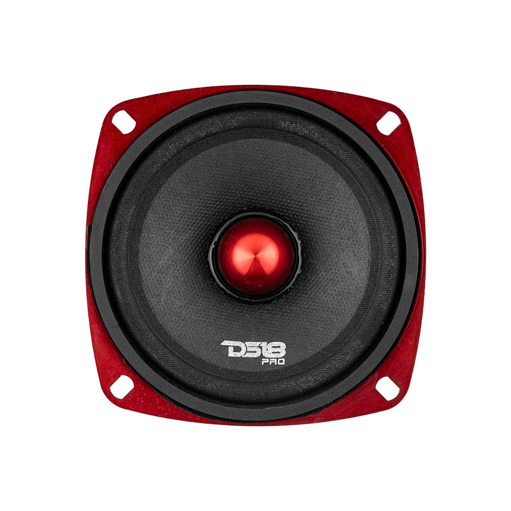 DS18 PRO-X4.4BM Altavoz de rango medio de 4" con bala de aluminio rojo y bobina móvil de 1" - 100 vatios Rms 4 ohmios
