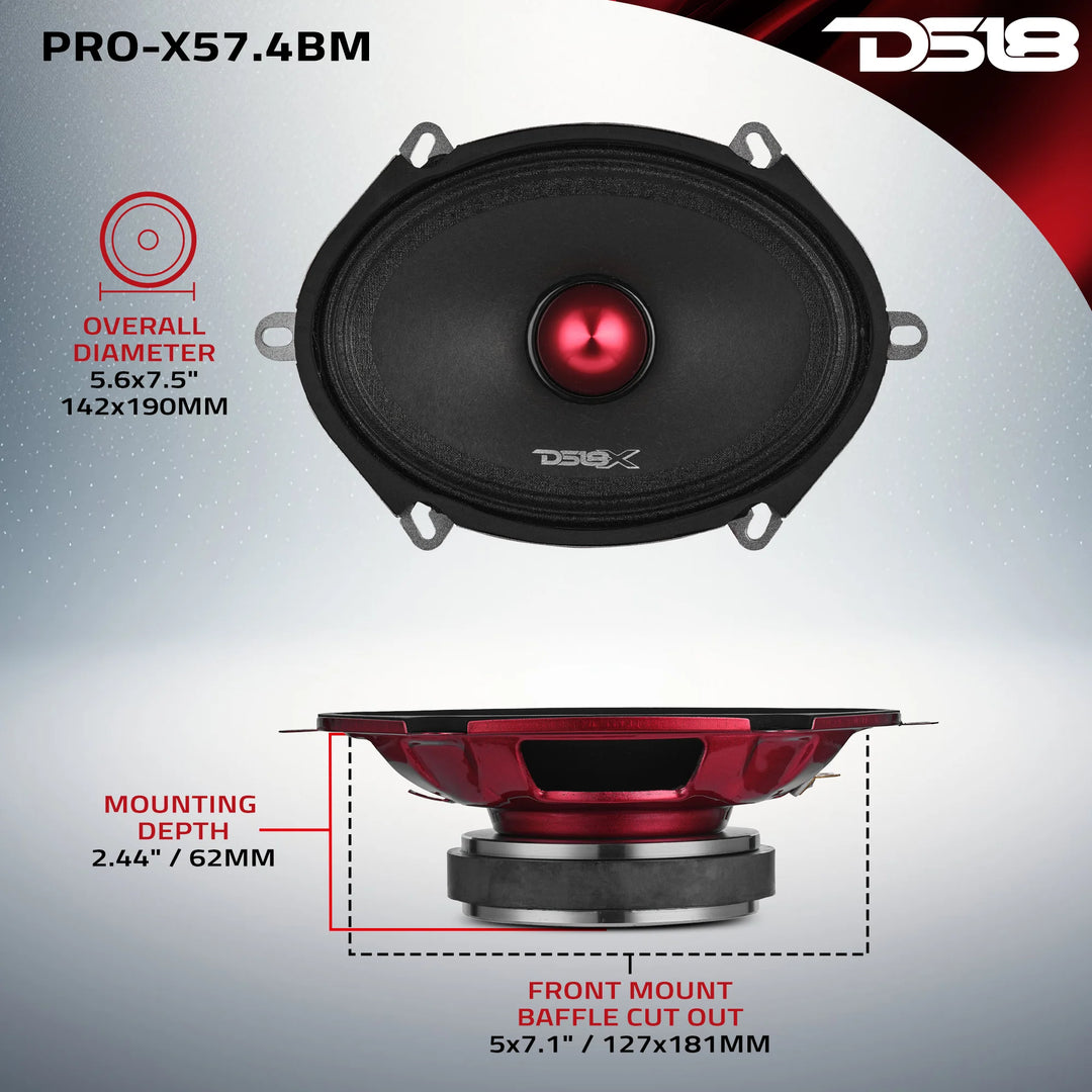 DS18 PRO-X57.4BM 5x7" Mid-Range Speaker - 175 Watts Rms 4-ohm