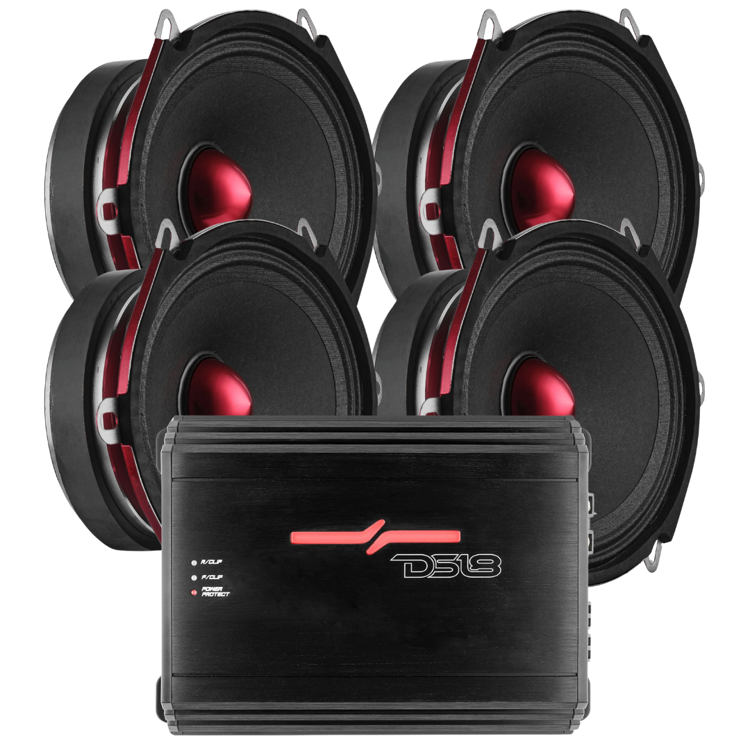 DS18 Combo - 4x PRO-X57.4BM 5x7" Mid-Range Speakers with ZR800.4D Amplifier