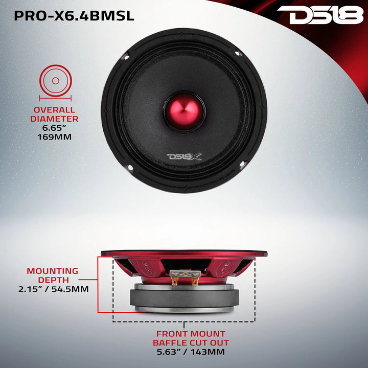 DS18 PRO-X6.4BMSL Altavoz tipo bala de rango medio de 6,5" y montaje superficial con bobina móvil de 1,5" - 250 vatios Rms 4 ohmios