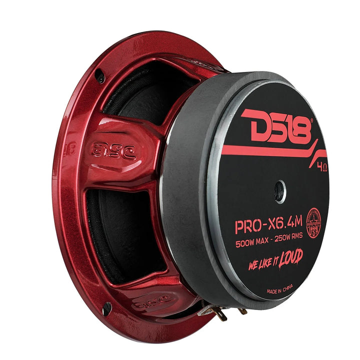 DS18 PRO-X6.4M Altavoz de rango medio de 6,5" con tapa antipolvo clásica y bobina móvil de 1,5" - 250 vatios Rms 4 ohmios