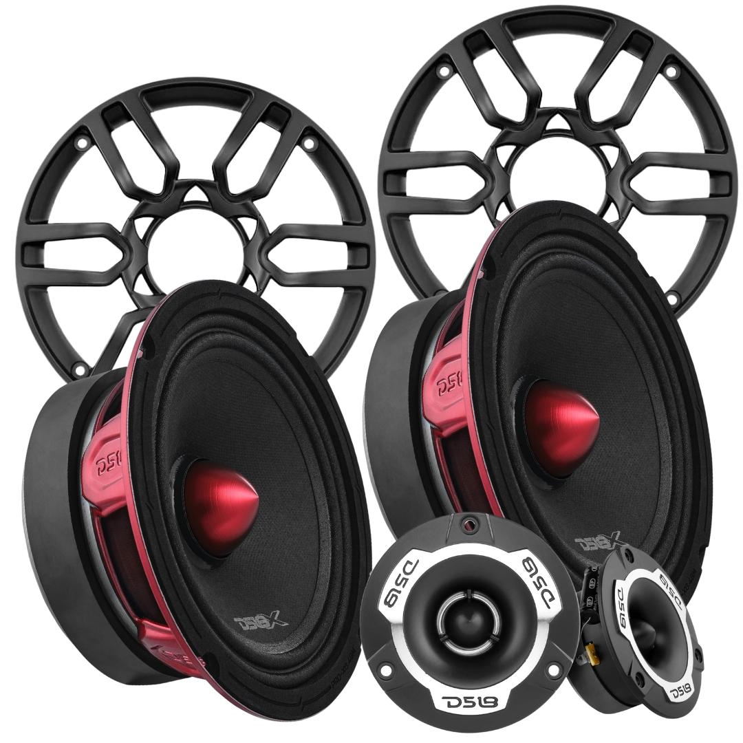 DS18 Package Deal - 2x PRO-X6.4BM 6.5" Mid-Range Speakers with 3.8" Super Tweeters and Black Grills