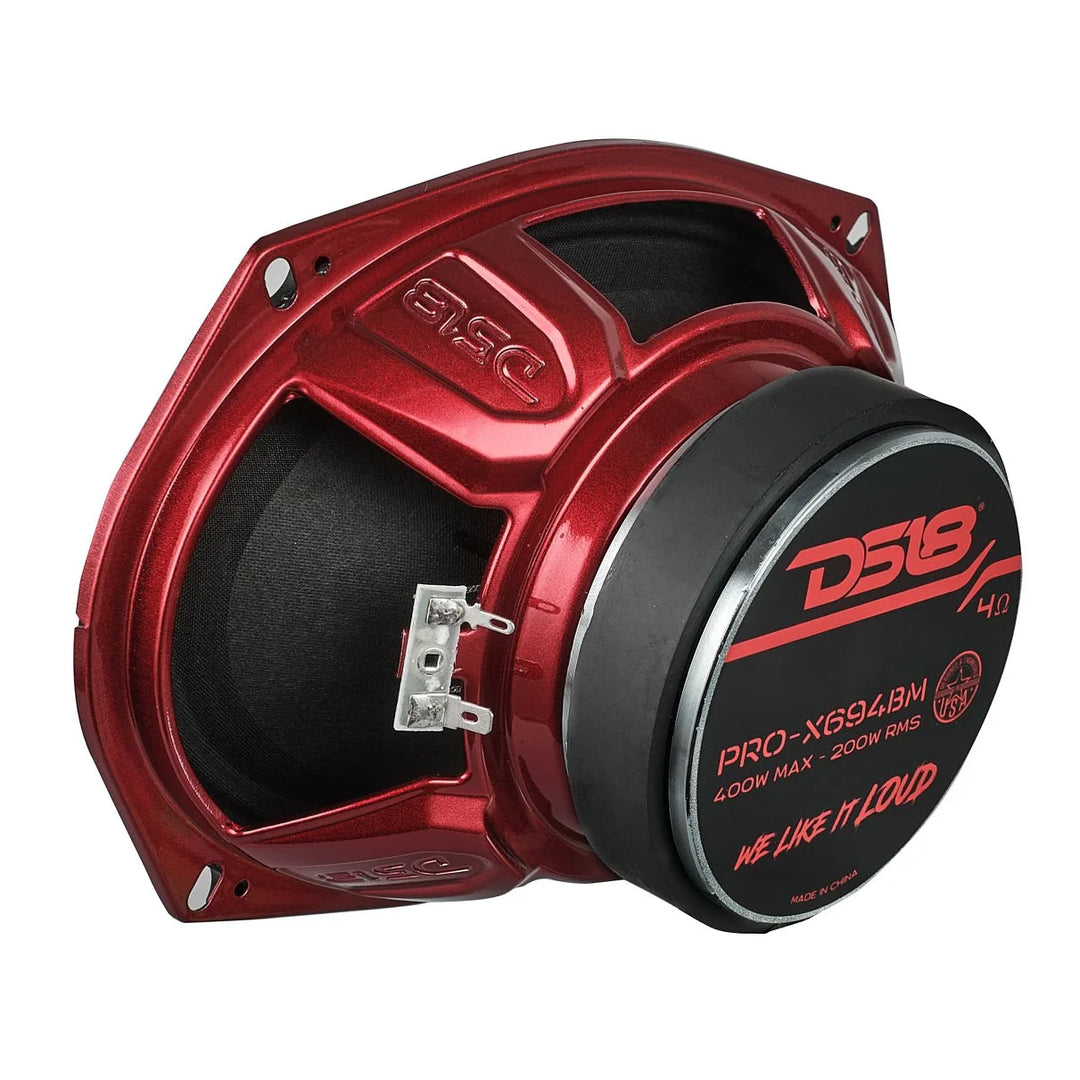 DS18 PRO-X694BM Altavoz de rango medio de 6x9" con bala de aluminio y bobina móvil de 1,5" - 200 vatios Rms 4 ohmios