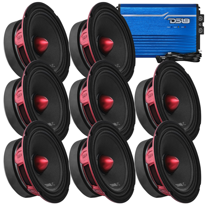 DS18 Package Deal - 8x PRO-X6BM 6.5" Mid-Range Loudspeakers + 1x FRP-2.5K 1-Channel Amplifier