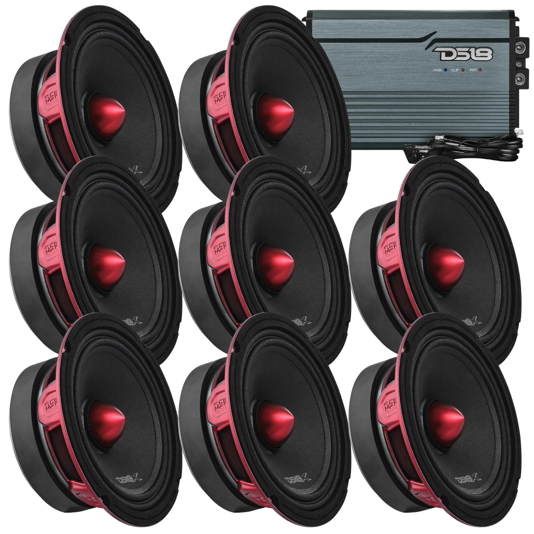 DS18 Package Deal - 8x PRO-X6BM 6.5" Mid-Range Loudspeakers + 1x FRP-2.5K 1-Channel Amplifier