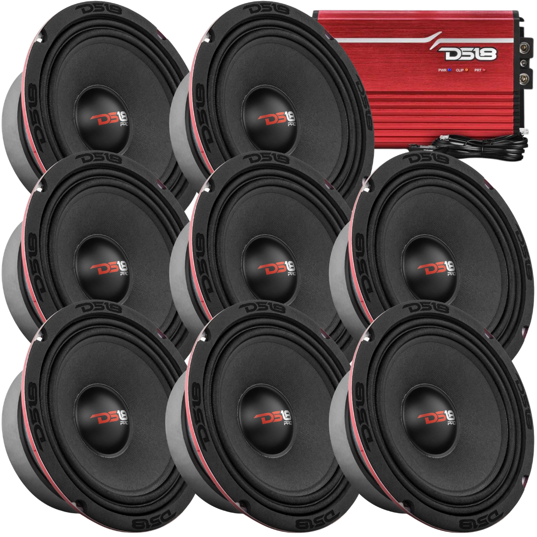 DS18 Package Deal - 8x PRO-X6M 6.5" Mid-Range Loudspeakers + 1x FRP-2.5K 1-Channel Amplifier