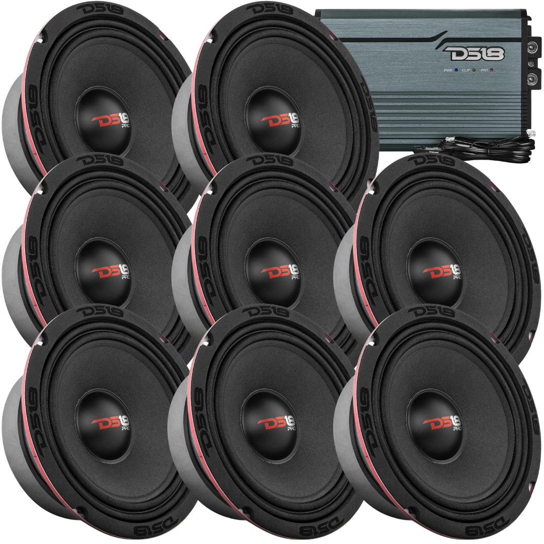 DS18 Package Deal - 8x PRO-X6M 6.5" Mid-Range Loudspeakers + 1x FRP-2.5K 1-Channel Amplifier