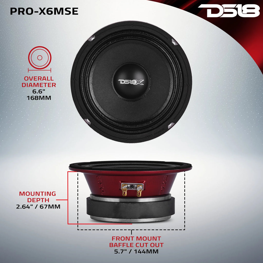 DS18 PRO-X6MSE 6.5" Sealed Back Mid-Range Loudspeaker - 250 Watts Rms 8-ohm