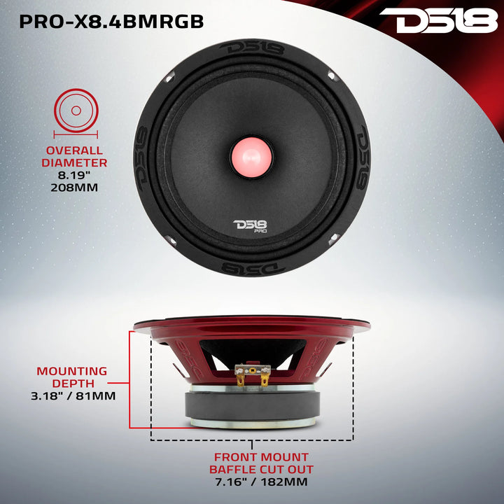 DS18 PRO-X8.4BMRGB 8" Mid-Range Loudspeaker - 275 Watts Rms 4-ohm