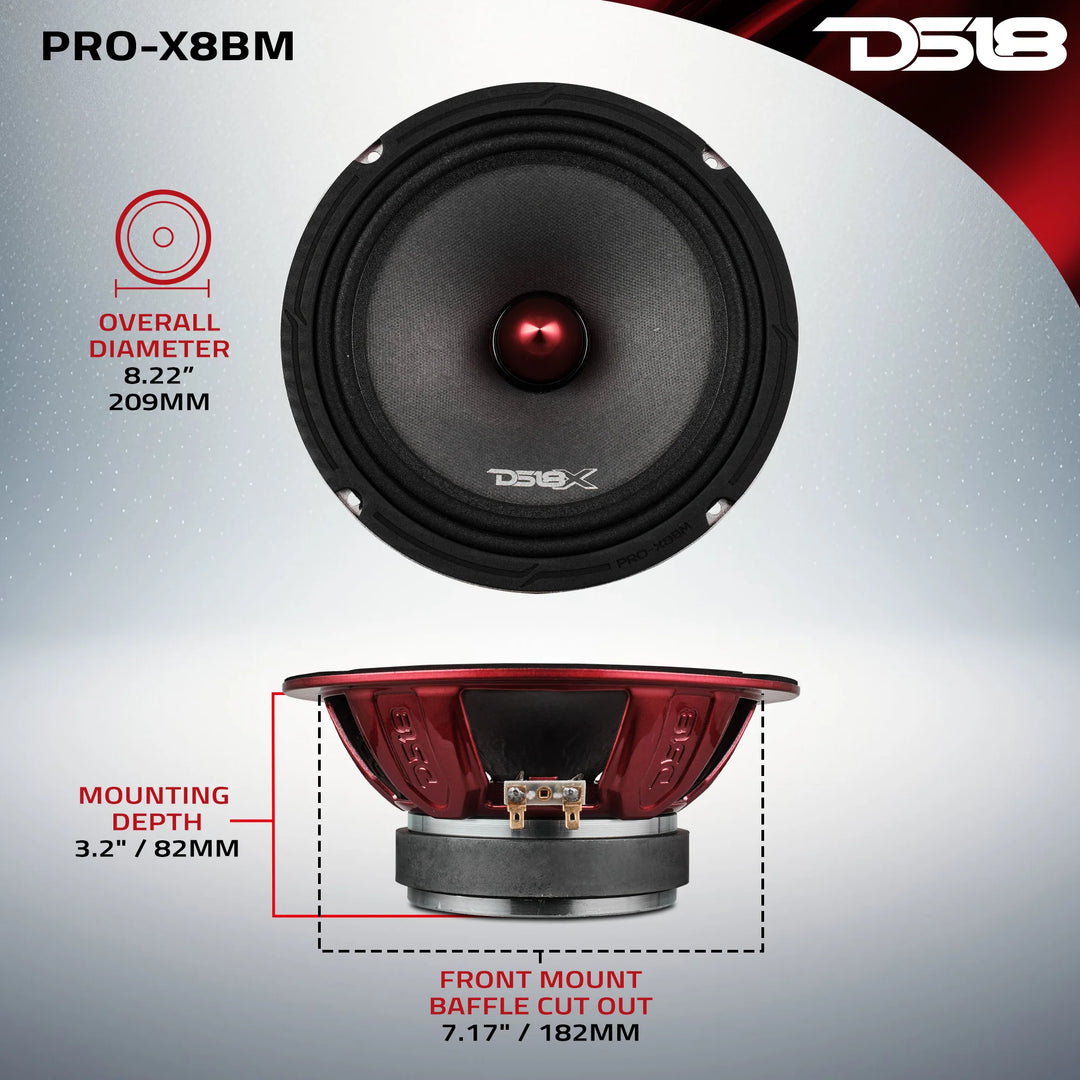 DS18 PRO-X8BM 8" Mid-Range Loudspeaker - 275 Watts Rms 8-ohm