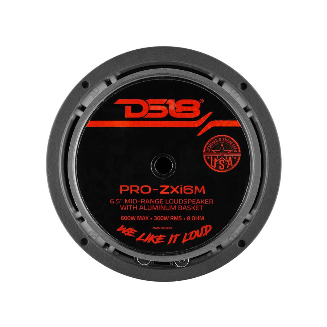 DS18 PRO-ZXI6M 6.5" Mid-Range Loudspeaker with Classic Dust Cap and 1.5" Voice Coil - 300 Watts Rms 8-ohm