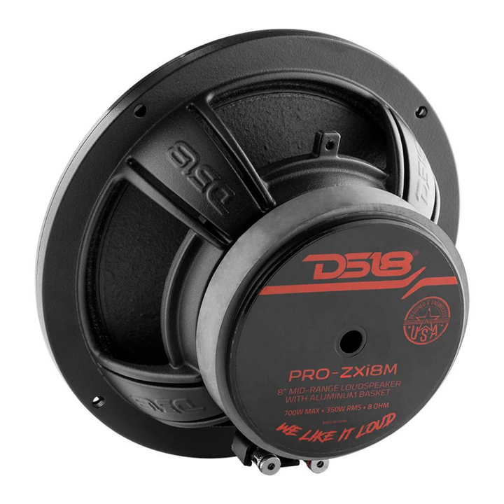 DS18 PRO-ZXI8M 8" Mid-Range Loudspeaker with Classic Dust Cap and 1.5" Voice Coil - 350 Watts Rms 8-ohm