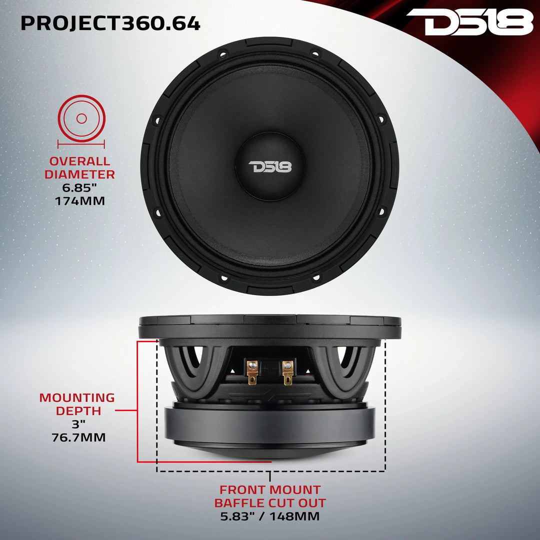 DS18 Combo - 4x PROJECT360 6.5" Mid-Range Loudspeakers - 4x PRO-TWZ1 Bullet Tweeters - G3600.4D 4-Channel Amplifier