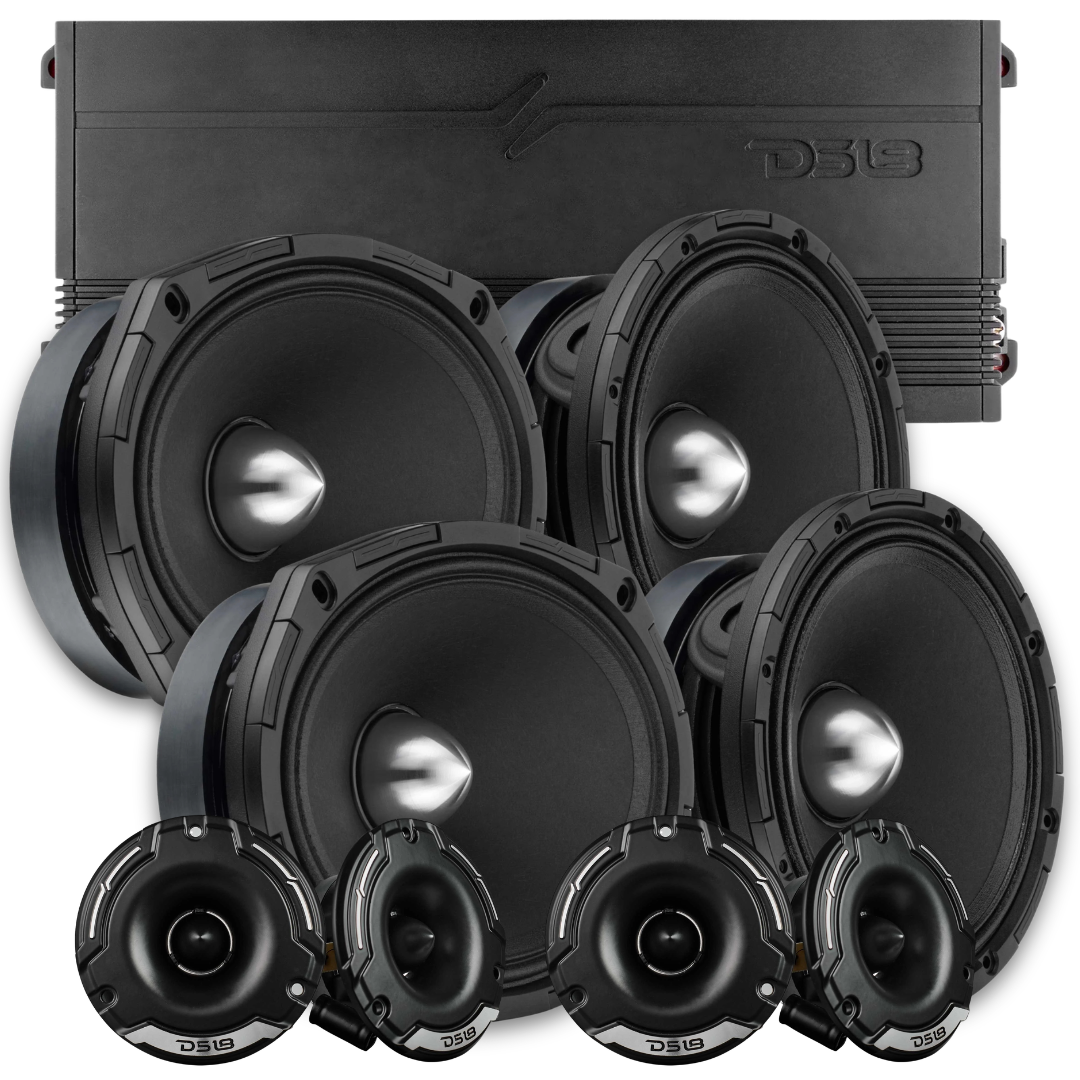 DS18 Combo - 2x PROJECT360 6.5" & 2x 6x9" Mid-Range Bullet Loudspeakers - 4x PRO-TWZ1 Tweeters - G3600.4D 4-Channel Amplifier