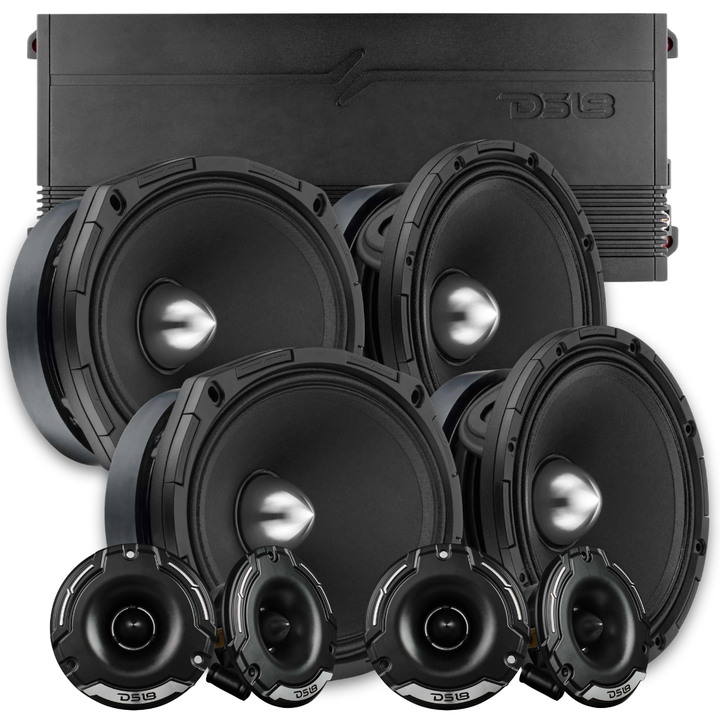 DS18 Combo - 2x PROJECT360 6.5" & 2x 6x9" Mid-Range Bullet Loudspeakers - 4x PRO-TWZ1 Tweeters - G3600.4D 4-Channel Amplifier