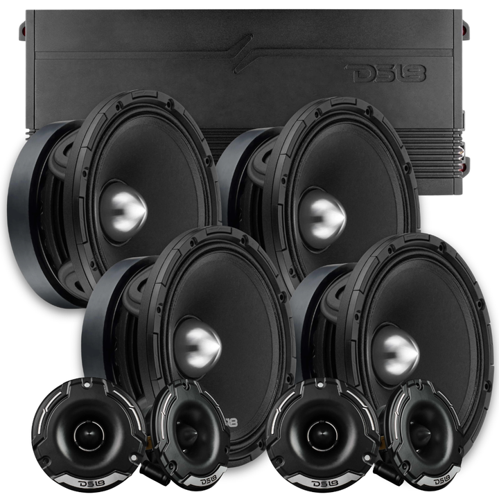 DS18 Combo - 4x PROJECT360 6.5" Mid-Range Bullet Loudspeakers - 4x PRO-TWZ1 Tweeters - G3600.4D 4-Channel Amplifier