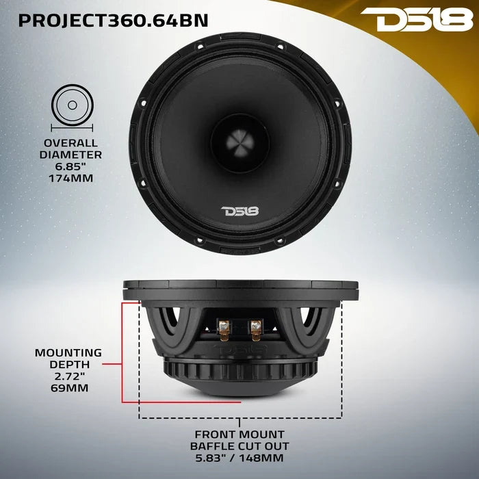 DS18 PROJECT360 6.5" Neodymium Bullet Loudspeaker - 350 Watts Rms 4-ohm or 8-ohm