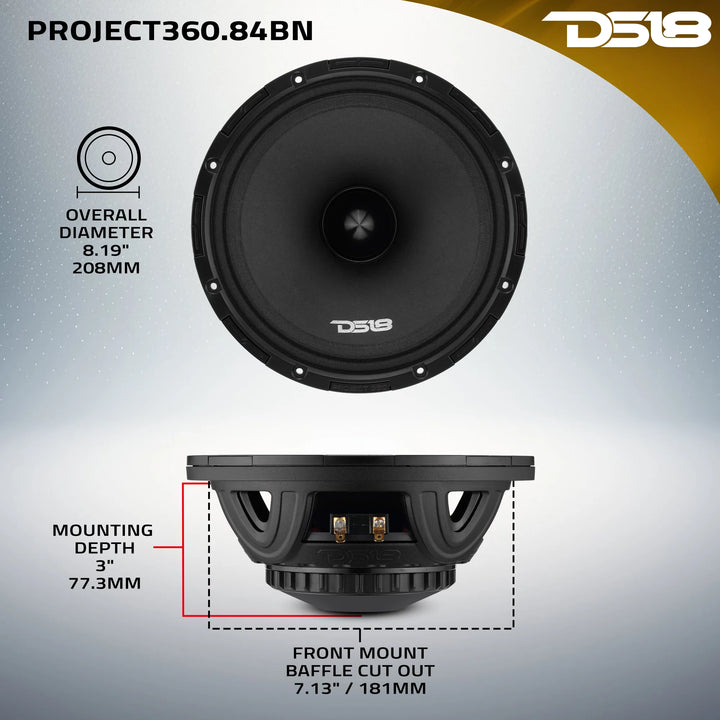 DS18 PROJECT360 8" Neodymium Bullet Loudspeaker - 350 Watts Rms 4-ohm or 8-ohm