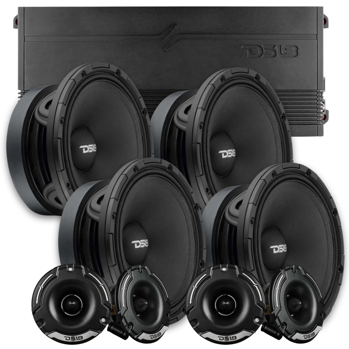 DS18 Combo - 4x PROJECT360 6.5" Mid-Range Loudspeakers - 4x PRO-TWZ1 Bullet Tweeters - G3600.4D 4-Channel Amplifier
