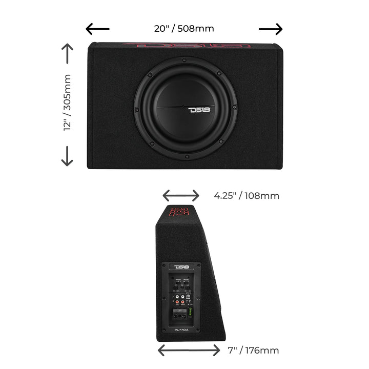 DS18 PU210A Loaded Single 10" Subwoofer Enclosure with Built-in Amplifier - 350 Watts Rms