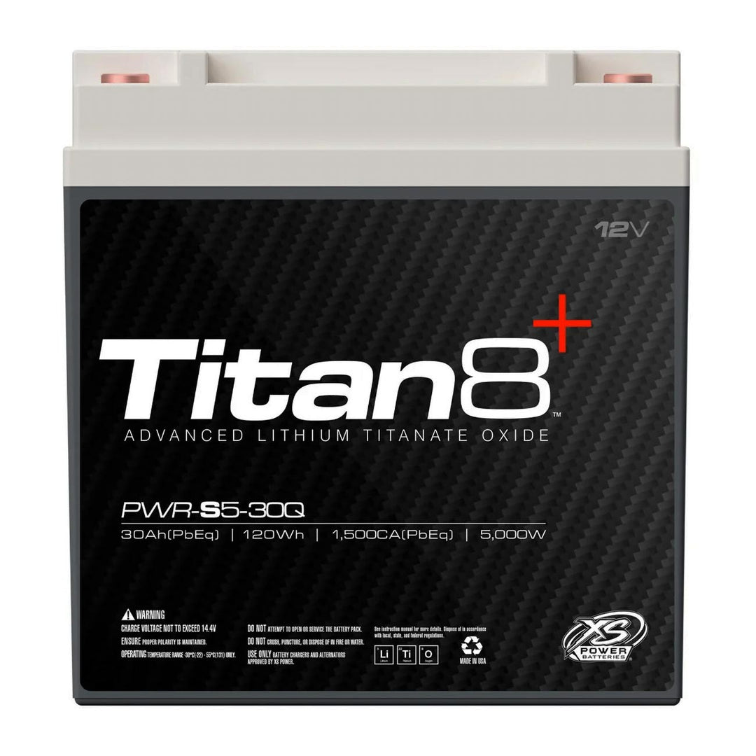 XS Power PWR-S5-30Q 12 Volt Titan8 LTO Lithium Battery BCI Group 30/30L - 5000 Watts Rms | 30Ah